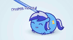 Size: 600x332 | Tagged: safe, artist:4as, minuette, pony, unicorn, g4, animated, blob, brushie, brushie brushie, chibi, chubbie, cute, dialogue, eyes closed, female, flash, game, link, mare, minubetes, poking, smiling, solo, that pony sure does love toothbrushes, toothbrush
