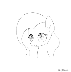 Size: 518x528 | Tagged: dead source, safe, artist:mlpanon, fluttershy, pony, g4, animated, blushing, cute, female, frame by frame, laughing, lol, mare, monochrome, shyabetes, simple background, solo, white background