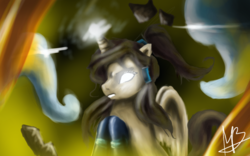 Size: 1024x640 | Tagged: safe, artist:thespiritofkorra, alicorn, pony, avatar state, crossover, glowing eyes, korra, ponified, solo, the legend of korra
