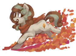 Size: 1000x739 | Tagged: safe, artist:johling, oc, oc only, oc:maple, earth pony, pony, clothes, leaves, scarf, simple background, solo, transparent background