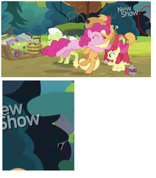 Size: 521x593 | Tagged: safe, apple bloom, applejack, big macintosh, granny smith, pinkie pie, earth pony, pony, g4, pinkie apple pie, male, slenderman, slendermane, stallion