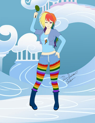 Size: 2300x3000 | Tagged: safe, artist:dannysoarin, rainbow dash, human, g4, female, humanized, light skin, solo