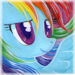 Size: 282x283 | Tagged: safe, artist:rainwaterfallszone, rainbow dash, g4, female, portrait, solo, traditional art