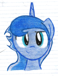 Size: 781x1023 | Tagged: safe, artist:acuario1602, princess luna, g4, front view, lined paper, prince artemis, rule 63, solo, traditional art