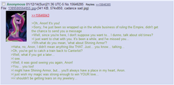 Size: 706x346 | Tagged: safe, princess cadance, g4, /mlp/, 4chan, 4chan screencap, anon in equestria, feels, greentext, infidelity, rejection is magic, sad, text