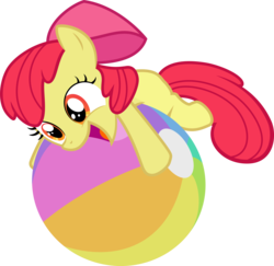 Size: 5779x5619 | Tagged: safe, artist:abion47, apple bloom, earth pony, pony, g4, pinkie apple pie, absurd resolution, adorabloom, apple bloom's bow, beach ball, bow, cute, female, filly, hair bow, simple background, solo, transparent background, vector