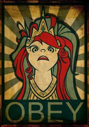 Size: 1346x1921 | Tagged: safe, princess celestia, g4, angry, female, looking at you, obey, poster, propaganda, solar empire, solo