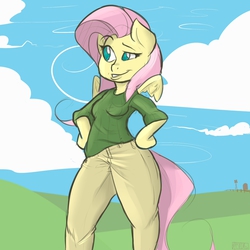 Size: 2400x2400 | Tagged: safe, artist:mcnims, fluttershy, anthro, g4, hips, sassy, sketch