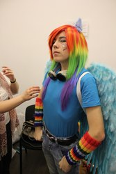 Size: 682x1024 | Tagged: safe, rainbow dash, human, g4, cosplay, irl, irl human, photo