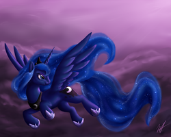 Size: 1000x800 | Tagged: safe, artist:melvismd, princess luna, g4, female, flying, solo