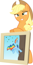 Size: 896x1740 | Tagged: safe, artist:bipole, artist:dasprid, artist:kalleflaxx, edit, applejack, rainbow dash, earth pony, pegasus, pony, g4, crash, female, mare, picture, picture frame, simple background, transparent background, vector