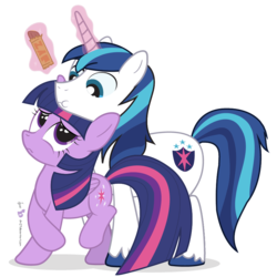 Size: 900x900 | Tagged: safe, artist:dm29, shining armor, twilight sparkle, alicorn, pony, g4, begging, candy, duo, female, magic, mare, simple background, transparent background, twilight sparkle (alicorn)