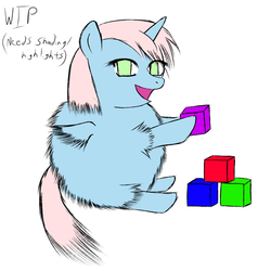 Size: 2000x2000 | Tagged: safe, artist:shadowfluff, fluffy pony, blocks, fluffy pony original art, solo