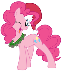 Size: 4305x5000 | Tagged: safe, artist:junkiesnewb, artist:nos-talgia, pinkie pie, g4, absurd resolution, christmas, cute, diapinkes, female, hat, santa hat, simple background, solo, transparent background, vector, wink