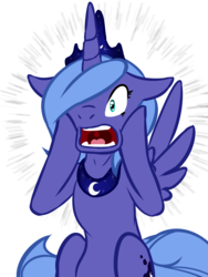 Size: 5400x7200 | Tagged: safe, artist:foxshine, princess luna, alicorn, pony, g4, absurd resolution, female, gasp, hooves on cheeks, s1 luna, solo