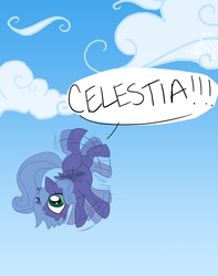 Size: 1280x1622 | Tagged: safe, artist:emeralddarkness, princess luna, g4, cloud, cloudy, cute, falling, female, filly, flailing, flapping, lunabetes, open mouth, s1 luna, scared, sky, solo, speech bubble, spread wings, this will end in tears, wide eyes, woona, yelling