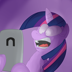 Size: 666x666 | Tagged: safe, artist:klondike, twilight sparkle, g4, computer, female, gasp, solo