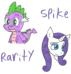 Size: 864x896 | Tagged: safe, artist:cmara, rarity, spike, g4, traditional art