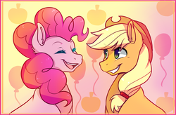 Size: 1184x776 | Tagged: safe, artist:raponee, applejack, pinkie pie, g4, pinkie apple pie, female, lesbian, ship:applepie, shipping