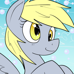 Size: 500x500 | Tagged: safe, artist:reiduran, derpy hooves, pegasus, pony, g4, bubble, female, mare, solo