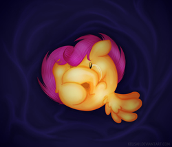 Size: 3500x3000 | Tagged: safe, artist:kelisah, scootaloo, g4, crying, curled up, female, fetal position, high res, sad, scootasad, solo