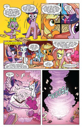 Size: 630x969 | Tagged: safe, idw, official comic, applejack, fluttershy, pinkie pie, rainbow dash, rarity, spike, twilight sparkle, alicorn, pony, friendship is magic #15, g4, spoiler:comic, comic, crying, female, idw advertisement, mane six, mare, preview, speech bubble, twilight sparkle (alicorn)