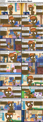 Size: 1282x3661 | Tagged: safe, button mash, sweetie belle, oc, oc:cream heart, earth pony, pony, button's adventures, comic:celestia's servant interview, g4, caption, colt, comic, filly, foal, furry confusion, interview, male
