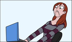 Size: 386x227 | Tagged: safe, barely pony related, computer, lauren faust, reaction, reaction image, solo