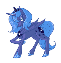 Size: 876x901 | Tagged: safe, artist:basserist, princess luna, g4, bedroom eyes, female, looking at you, pose, raised hoof, s1 luna, simple background, smiling, solo, standing