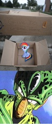 Size: 1320x3112 | Tagged: safe, rainbow dash, pegasus, pony, fanfic:my little dashie, g4, cell, cell (dragon ball), dashie meme, dragon ball, dragon ball z, evil people finding dash meme, exploitable meme, imperfect cell, meme, this will end in tears