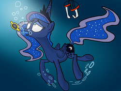 Size: 960x720 | Tagged: safe, artist:uwdr-64, princess luna, g4, bubble, drowning, female, fetish, solo, underwater