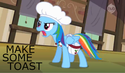 Size: 1217x716 | Tagged: safe, rainbow dash, g4, female, solo, toast