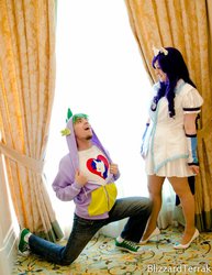 Size: 742x960 | Tagged: safe, rarity, spike, human, g4, cosplay, irl, irl human, photo