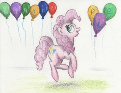 Size: 933x711 | Tagged: safe, artist:benrusk, pinkie pie, g4, balloon, female, solo, traditional art
