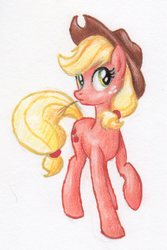 Size: 447x668 | Tagged: safe, artist:benrusk, applejack, g4, female, solo, traditional art