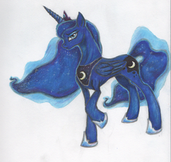 Size: 882x837 | Tagged: safe, artist:benrusk, princess luna, g4, female, solo, traditional art