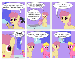 Size: 1024x808 | Tagged: safe, artist:t-brony, cherry berry, cherry cola, cherry fizzy, dizzy twister, orange swirl, changeling, comic:friendship is tragic, g4, comic, scrunchy face