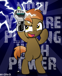 Size: 3951x4811 | Tagged: safe, artist:mrcbleck, button mash, pony, g4, .svg available, bipedal, colt, cute, high score, male, nintendo entertainment system, power glove, solo, vector