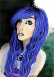 Size: 2480x3508 | Tagged: safe, artist:yusutina, princess luna, human, g4, female, humanized, light skin, solo