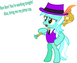 Size: 2204x1802 | Tagged: safe, artist:zacatron94, lyra heartstrings, pony, g4, bipedal, female, lyra pimpstrings, pimp, simple background, solo, transparent background, twilight scepter
