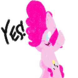 Size: 512x512 | Tagged: safe, artist:hattsy, pinkie pie, earth pony, pony, g4, bipedal, crayon, female, solo