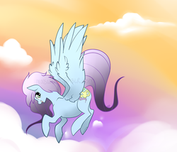 Size: 1280x1098 | Tagged: safe, artist:moosebeam, oc, oc only, pegasus, pony, cloud, cloudy, cute, female, flying, happy, looking at you, mare, open mouth, sky, smiling, solo, spread wings