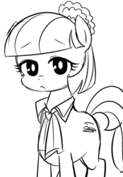 Size: 513x739 | Tagged: safe, artist:うめぐる, coco pommel, g4, female, grayscale, monochrome, solo