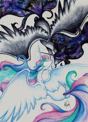 Size: 758x1053 | Tagged: safe, artist:kelly-jo, princess celestia, princess luna, g4