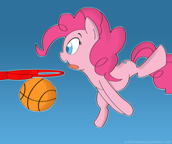 Size: 5320x4472 | Tagged: safe, artist:ekrostrance, pinkie pie, g4, absurd resolution, basketball, female, slam dunk, solo, tongue out