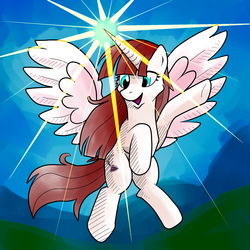 Size: 1026x1026 | Tagged: safe, artist:brownwolffm, oc, oc only, oc:fausticorn, lauren faust, solo