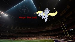 Size: 1024x575 | Tagged: safe, artist:toa-ignicus, derpy hooves, pegasus, pony, g4, baltimore ravens, female, mare, power outage, san francisco 49ers, super bowl