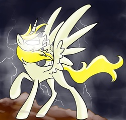 Size: 500x478 | Tagged: safe, oc, oc only, alicorn, pony, alicorn oc, blank flank, lightning, solo, thor