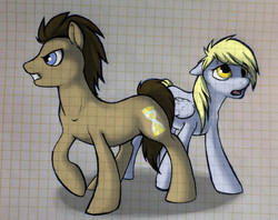 Size: 800x632 | Tagged: safe, artist:spiggy-the-cat, derpy hooves, doctor whooves, time turner, pegasus, pony, g4, female, graph paper, grid, mare