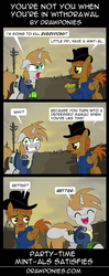 Size: 638x1610 | Tagged: safe, artist:drawponies, oc, oc only, oc:calamity, oc:littlepip, pegasus, pony, unicorn, fallout equestria, clothes, comedy, comic, cutie mark, dashite, drugs, eyes closed, fanfic, fanfic art, female, floppy ears, funny, hat, hooves, horn, jumpsuit, male, mare, mint-als, open mouth, party time mintals, pipbuck, sketch, smiling, snickers, stallion, teeth, vault suit, wasteland, wings, you're not you when you're hungry